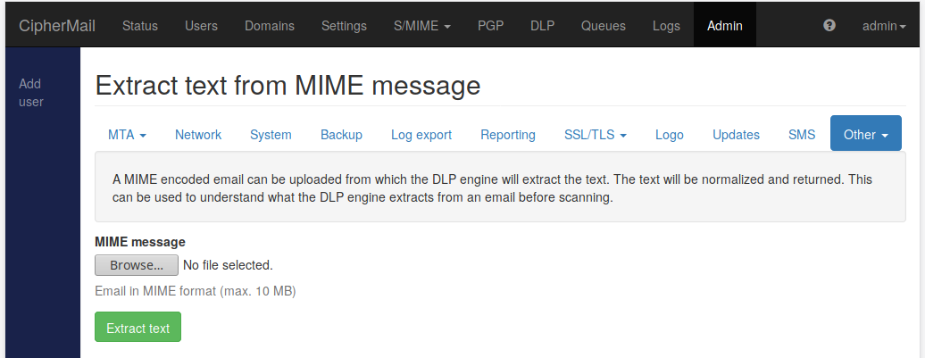 Extract text from MIME message