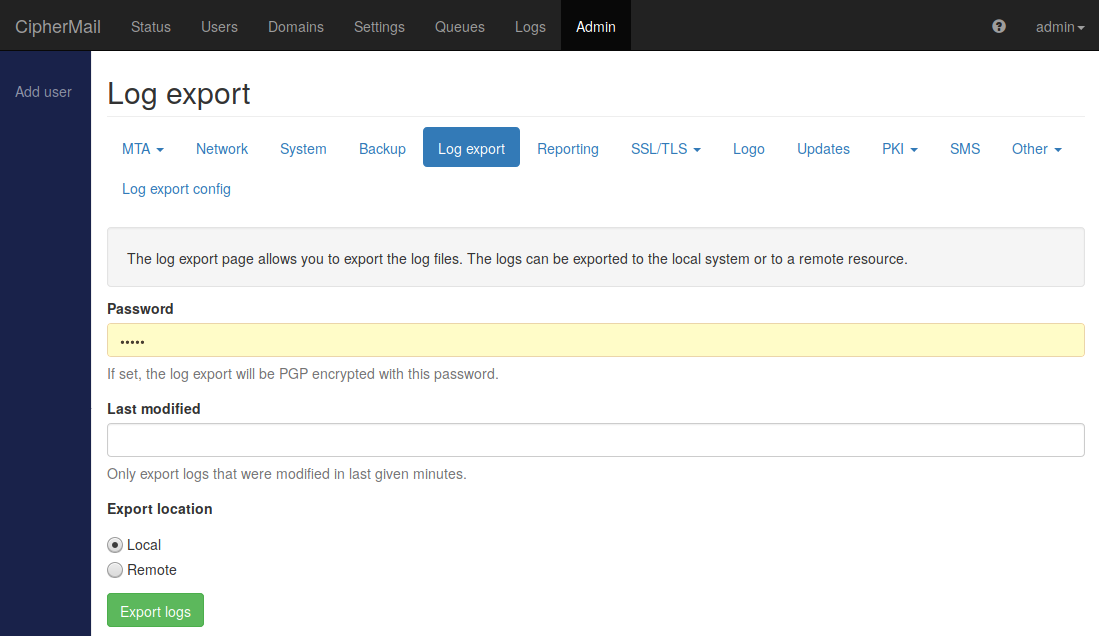 Log export