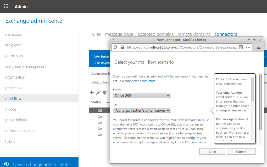 New Office 365 relay connector