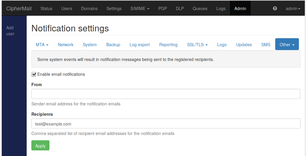 Notification settings