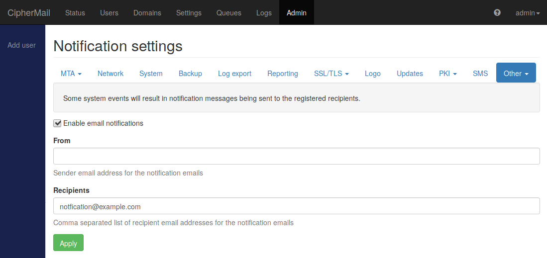 Notification settings