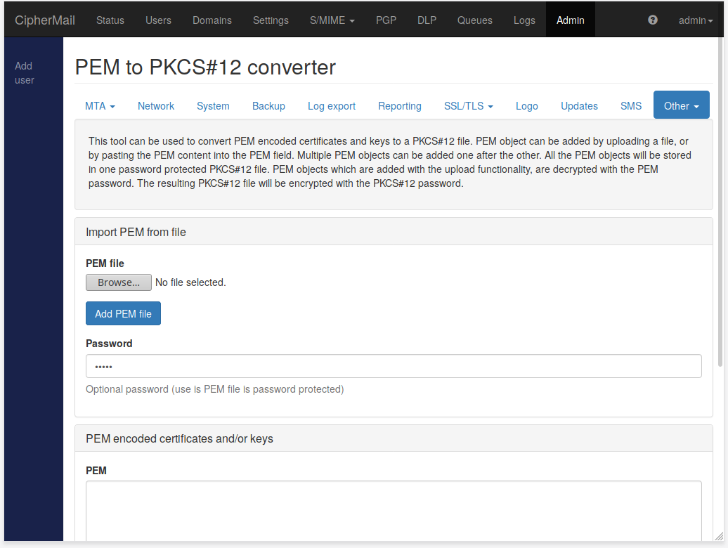 PEM to PFX converter
