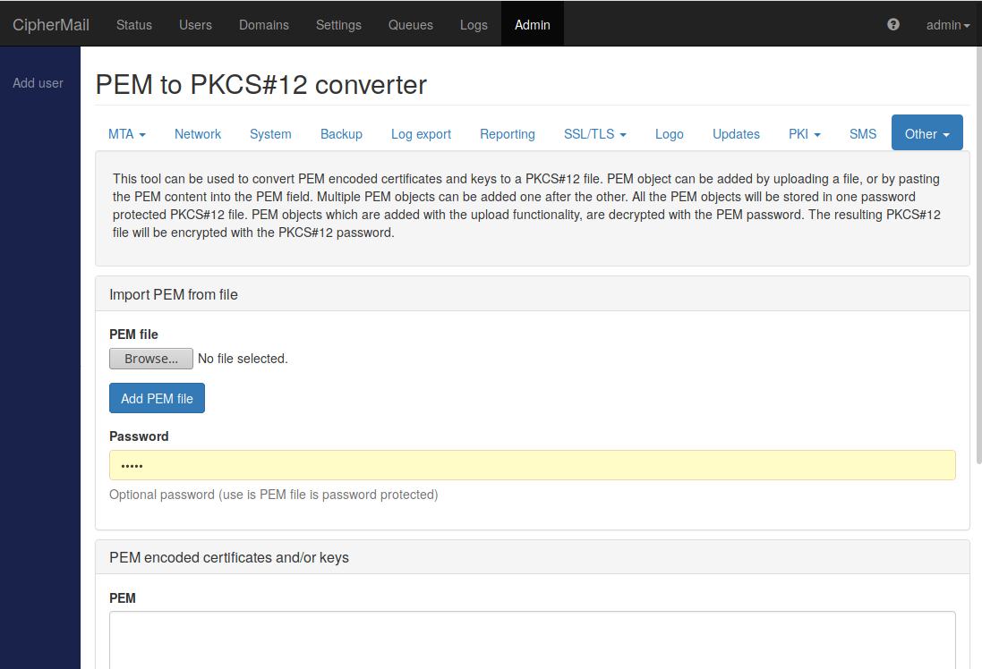 PEM to PFX converter